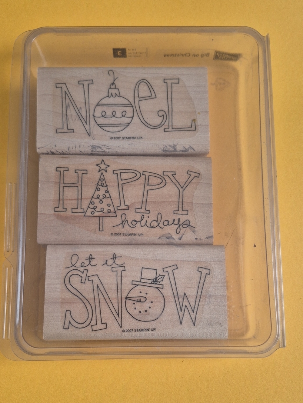 Stampin' Up! Holiday Sentiment Wooden Stamp Trio - Black Line Art